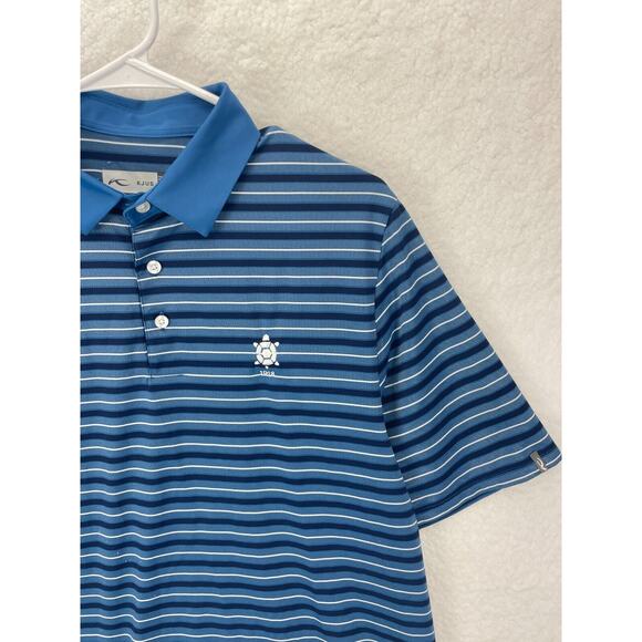 KJUS Performance Polo Shirt Men’s Size L 52 Blue Striped Stretch Golf Comfort - Picture 4 of 10